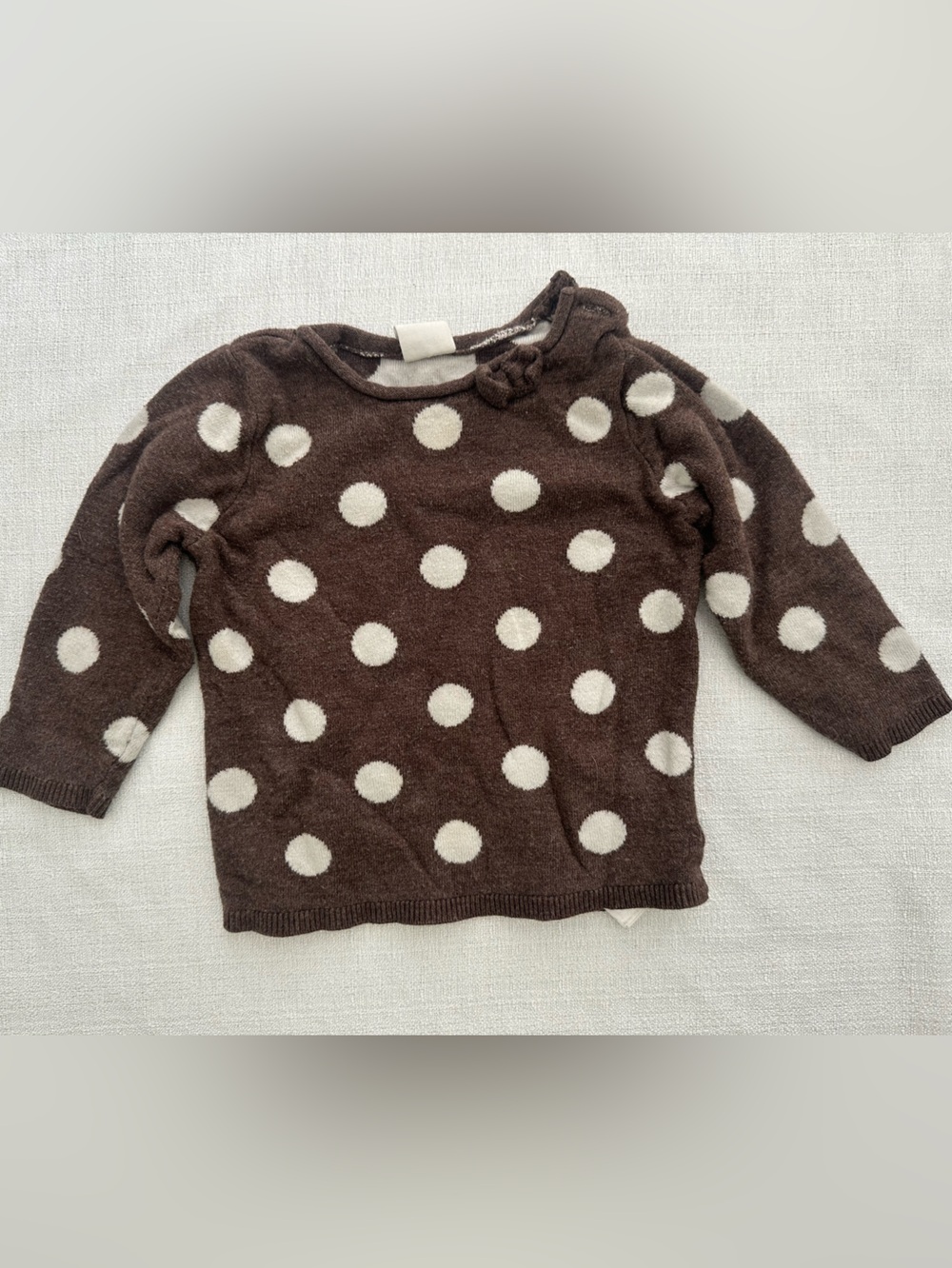H&M Baby Sweater – Brown & Cream Polka Dots (Size 68 / 4‑6 Months